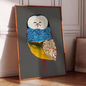 Impresión artística de búho encantador, decoración caprichosa para el hogar, regalo para ella, cocina, dormitorio, sala de estar, entrada, inauguración de la casa, regalos de cumpleaños