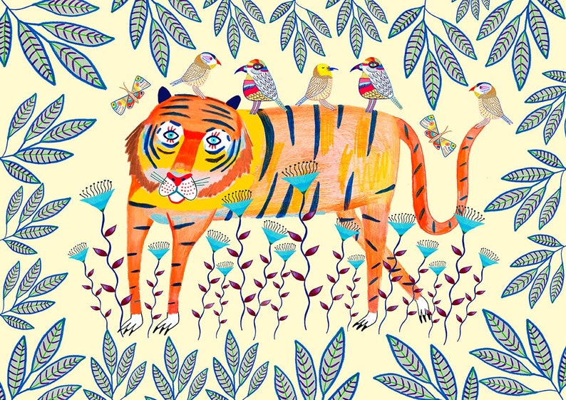 Tiger Wall Art Print For Children's Playroom Animal Wall Decor For Nursery Room Baby Boy Gift Idea Baby Girl Jungle Decor Art Print image 3