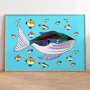 Whale Art Print For Children, Nursery, Baby Decor Art Gift - Baby Shower
