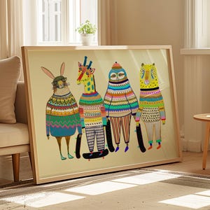 Skater Animals Art Print: Kids Nursery Decor by Ashley Percival