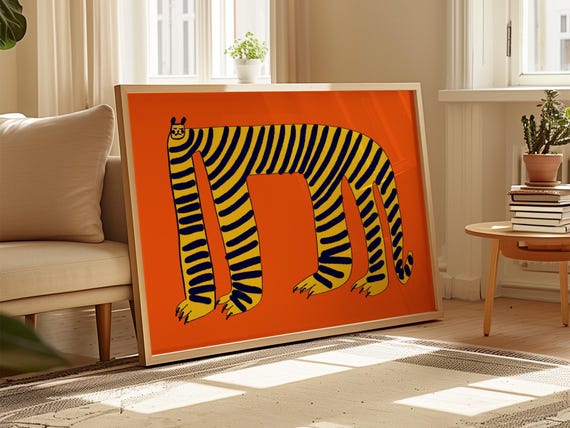 Bright Tiger, Art Print, Home Decor, Wall Art, Illustration, Modern