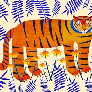 Lámina decorativa Lucky Tiger, decoración para el hogar, decoración de pared vibrante, ilustración de la naturaleza, regalo para un nuevo hogar, para ella. imagen 4