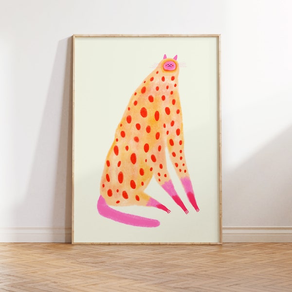 Cat Art Print - Home Decor - Gift Idea - Living Room - Cat Print - Poster - Wall Decor - Cat Illustration - Digital