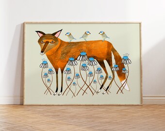 Fox Illustration Art Print - Home Decor - Gift For Her