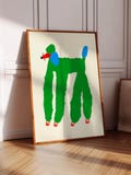 Green Poodle Art Print, Whimsical Home Decor, Modern Illustration, Kitchen & Dining, Dog Poster, Gift For Her