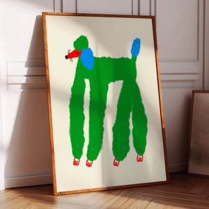Green Poodle Art Print, Home Decor For Kitchen, Living Room, Bedroom, Office, Hallway, Entryway, Gift For Dog Lover, Wall Decoration