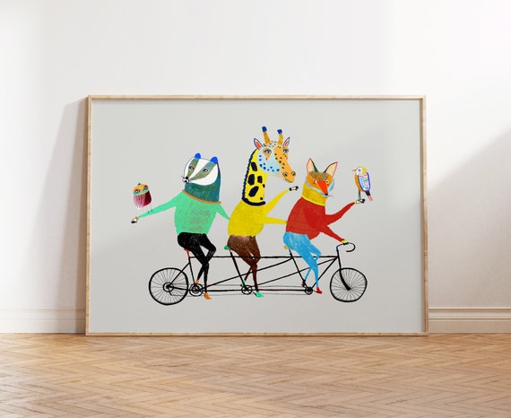 Trois à vélo. Décoration pour enfants décoration de vélo art mural