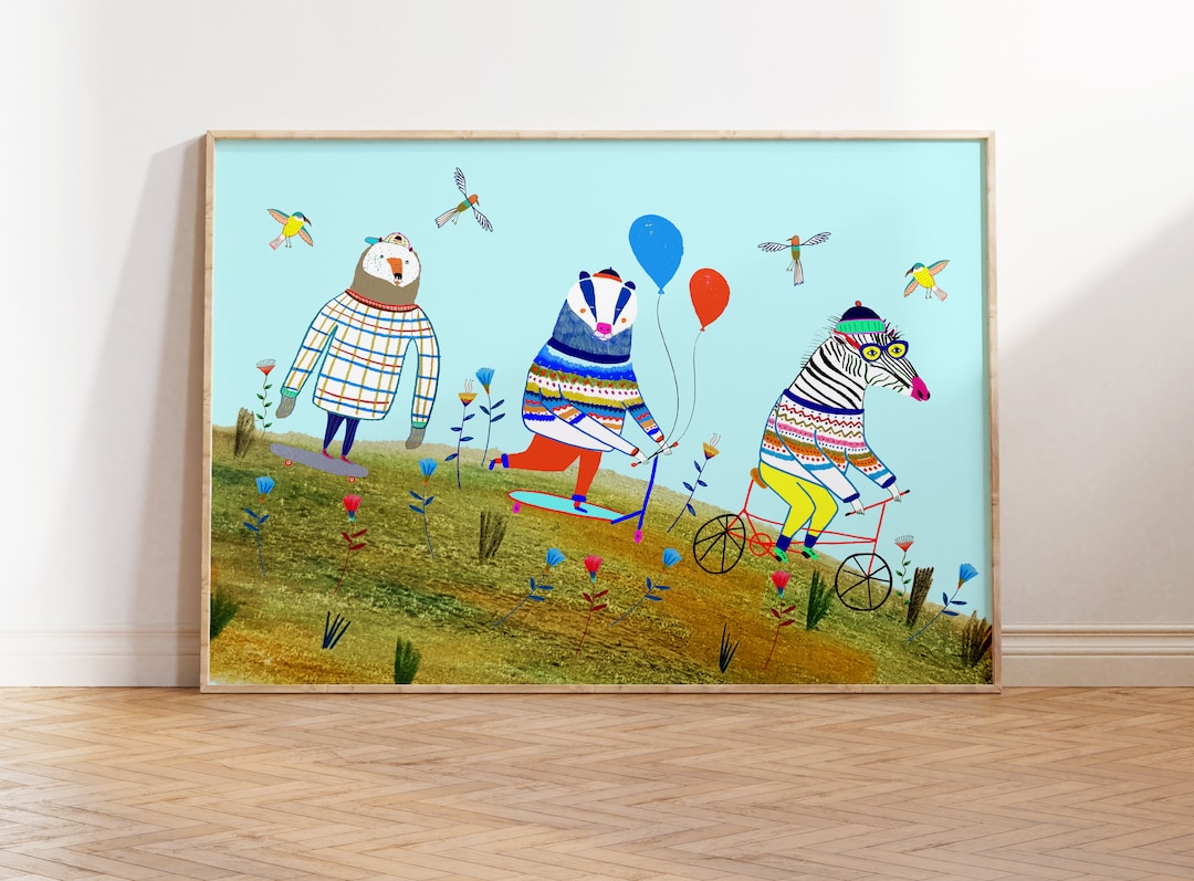 Art Print for Children's Wall and Nursery Room Wall Decor for Baby Animal Art for Kids and ...