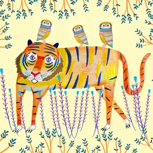 kids room decor nursery decor. Beautiful wild tiger animal decor illustration art print tiger kids wall decor