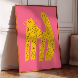 Cat Babe Art Print, Home Decor, Gift For Her, Girls Bedroom, Living Room, kitchen, Office, House Warming, Christmas, Birthday, Colorful