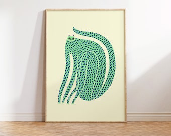 Green Cat Art Print