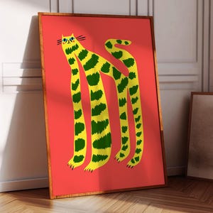 Wonderful Cat Art Print, Home Decor, for Bedroom, Kitchen, Living Room, Office, Illustration, Gift For Her, Birthday, Girls, Pink, Cute
