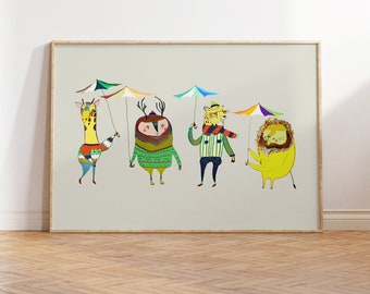 Rainy Day Art Print For Kids, Baby Nursery and Children's rooms