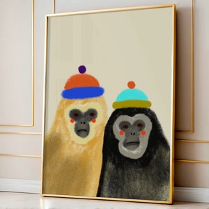 Hipster Gibbons Art Print Home Decor image 1