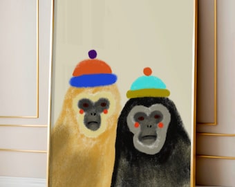 Gibbon Monkey Art Print