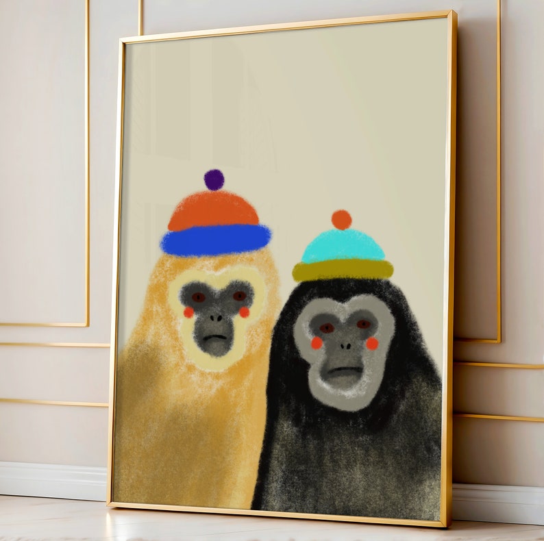 Hipster Gibbons Art Print Home Decor image 1