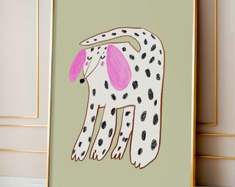 Roze oren hond print