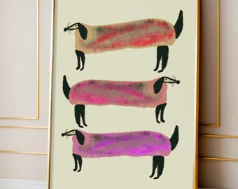 Stampa artistica di cani salsiccia