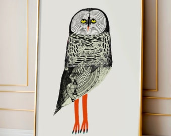 Great Grey Owl Art Print Home Decor