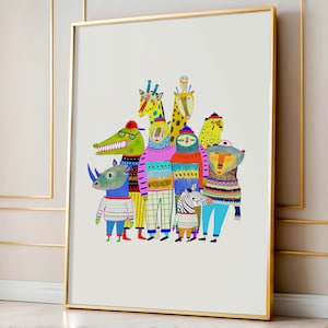 Fun Animals Illustration Art Print For Children and Nursery Decor