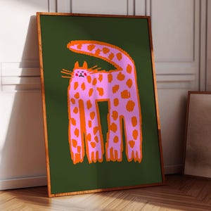 Fun Cat Art Print: Home Decor, Bright and Colorful Illustration, Modern Decoration, Gift for Her