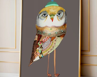 Owl At Dark Art Print