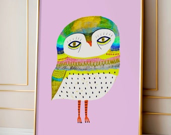 Pretty Owl Art Print for Nursery, Kid and Home Decor