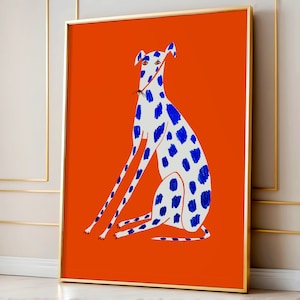 Greyhound Art Print and Home Decor For Her - Dog Illustration Poster - Housewarming Gift Idea