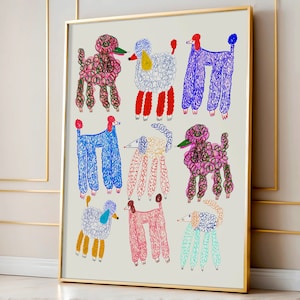 Poodles Art Print Gift For Dog Lovers House Warming Home Decor Illustration Print image 1