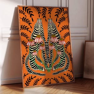 Impressão artística de terapia de tigre, decoração brilhante para casa, para cozinha, quarto, sala de jantar, sala de estar, escritório, inauguração de casa, presente de aniversário, animais, flores