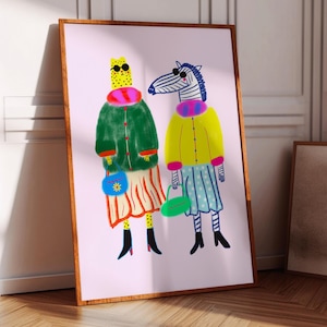 Fashion Friends, Art Print, Kids Wall Decor, Gift For Girls, Pink Playroom Illustration, Birthday, Christmas