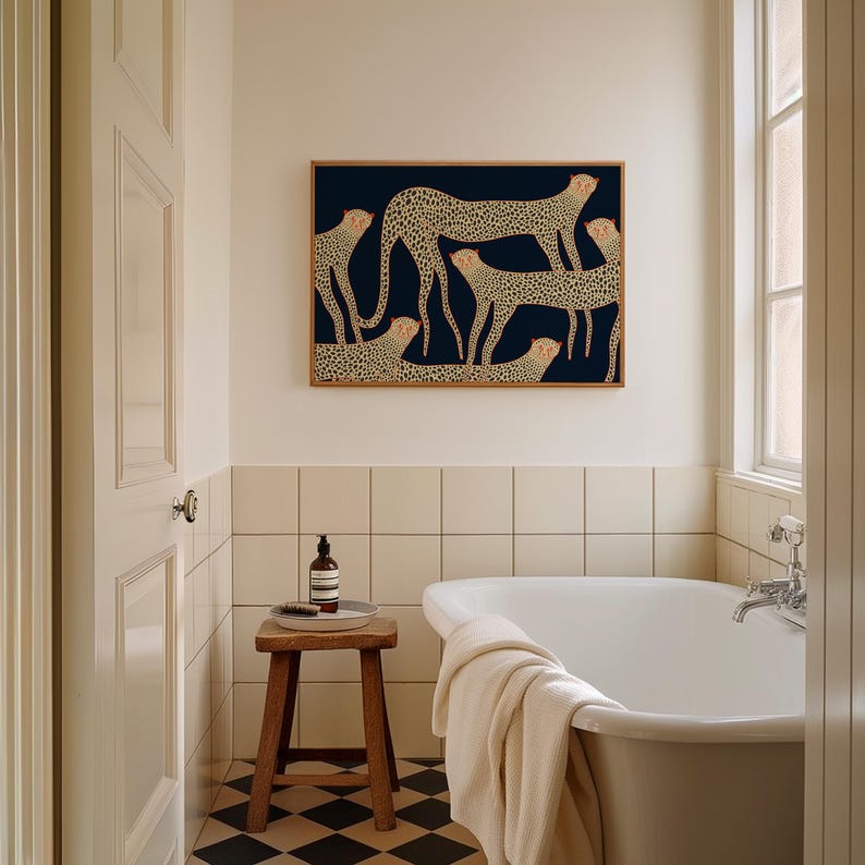 Cheetah Family Art Print, Home Decor, Wall Decoration, Gift for Kitchen