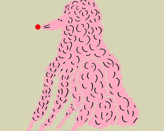 Pink Poodle Illustration Art Print