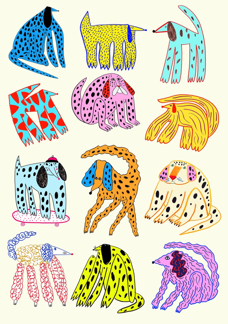 Cool Dogs Art Print, Home Decor for Kitchen, Living Room, Bedroom