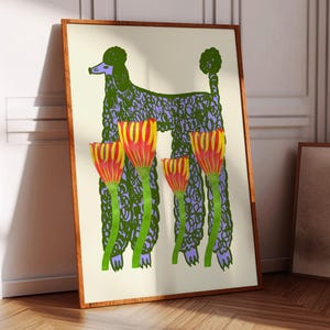 Impresión artística de un bonito caniche, decoración del hogar con perros, regalo para ella, inauguración de la casa, ilustración, para el dormitorio, la sala de estar, la cocina, la entrada, cumpleaños