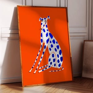 Stampa artistica di un levriero dai colori vivaci, decorazione per cani, decorazione murale, regalo per l'inaugurazione della casa, illustrazione unica.
