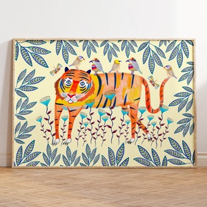 Tiger Wall Art Print For Children's Playroom Animal Wall Decor For Nursery Room Baby Boy Gift Idea Baby Girl Jungle Decor Art Print image 1