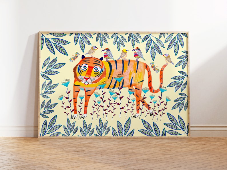 Tiger Wall Art Print For Children's Playroom Animal Wall Decor For Nursery Room Baby Boy Gift Idea Baby Girl Jungle Decor Art Print image 1