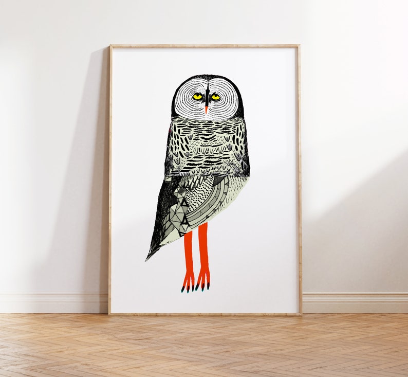 Great Grey Owl Art Print Home Decor image 2