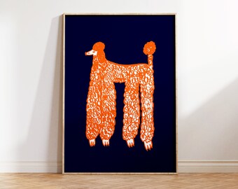 Orange Poodle Art Print - The Perfect Gift For Her - Trendy Art - Dog Home Decor - Kitchen Living Room Prints - Poodle Illustration