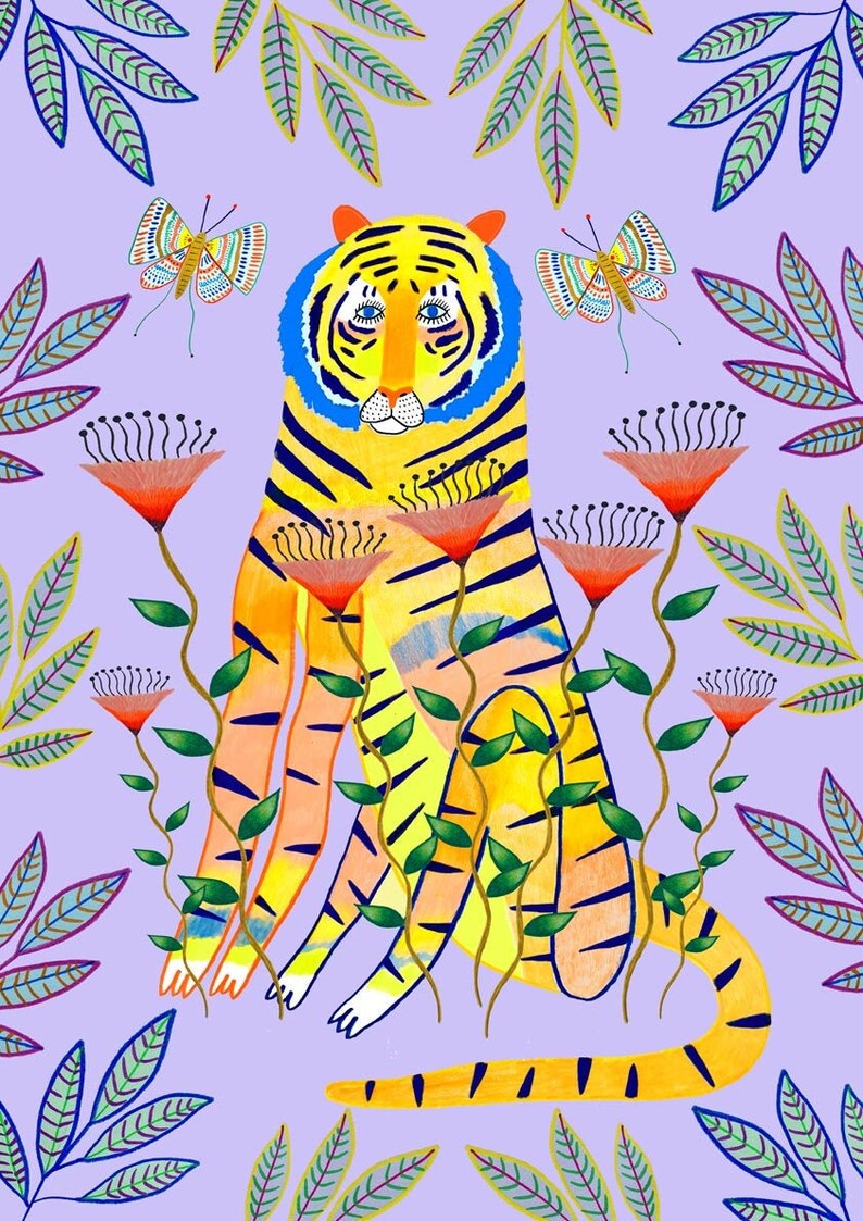 Tiger Art Print Illustration Art Print Tiger Art Kids Etsy