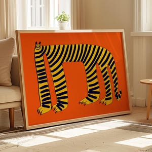 Impressão artística de Tigre Calmo, decoração vibrante para casa, decoração de parede para cozinha, quarto, sala de estar, escritório, presente de boas-vindas, ilustração de animal