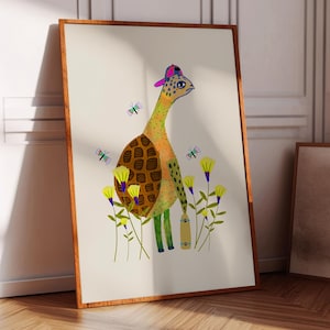 Turtle Skater Art Print, Kids and Nursery Decor, Children&#39;s Playroom, Trendy, Animal, Skateboarder Wall Poster - For Baby Shower, Birthday