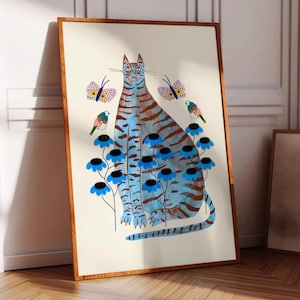 Blue Tabby Art Print, Cat Home Decor For Bedroom, Living Room, Kitchen, Dining Room, Entryway, Gift For Her, House Warming, Birthday, Cats