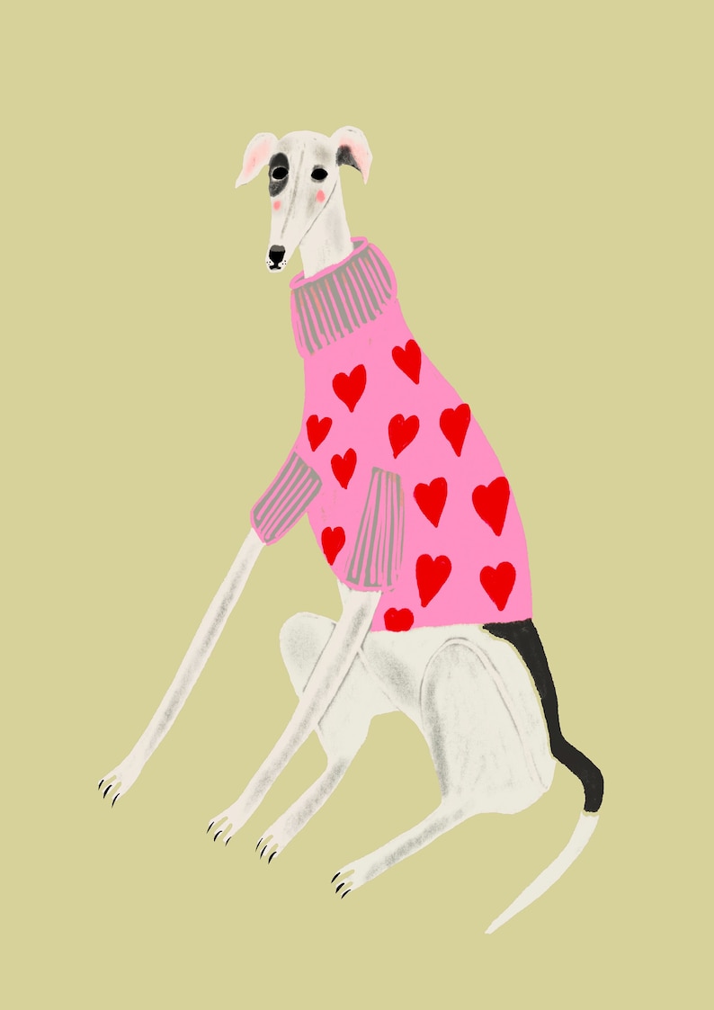 Greyhound Dog Art Print Illustration image 3