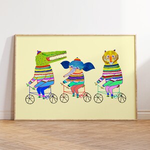 Animal Bikers Nursery and Children's Wall Art Print