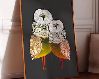 Magical Owls Art Print, Whimsical Home Decor, For Her, Kitchen, Bedroom, Living Room, Entry way, House Warming, Mothers Day Gifts,