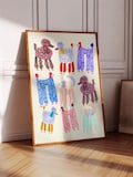 Colorful Poodles Art Print, Home Decor, Gift For Her, Bedroom, Kitchen, Living Room, Hall Way, Office, Illustration, Fun, Girls Wall Art