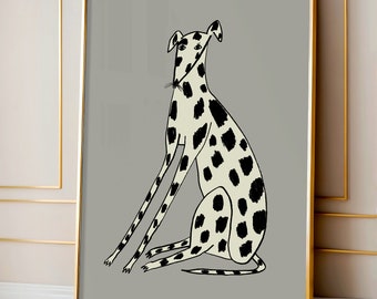 Greyhound Art Print Home Decoration - Trendy Dog Wall Art Illustration prints For Bedroom and Living Room - Gift For Her - Dogs art Print