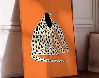 Chill Dog Art Print, Home Decor, Gift For Her, House Warming, Office, Bedroom, Living Room, Kitchen, Drawing, Bright and Colorful, Birthday